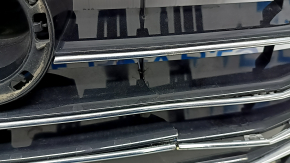 Radiator grille assembly for Audi A6 C7 16-18 rest, black gloss, chrome moldings, without emblems, for parking sensors, cracked, dented