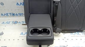 Rear seat backrest, 2nd row, left, Ford Mustang Mach-E 21-26, with airbag, black leather, gray and black stitching, heated, with belt and latch, worn