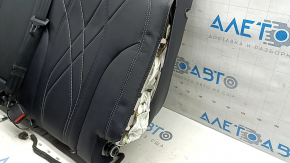 Rear seat backrest, 2nd row, left, Ford Mustang Mach-E 21-26, with airbag, black leather, gray and black stitching, heated, with belt and latch, worn
