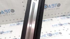 Outer front left door sill plate for Audi Q5 80A 18-25, black with chrome and backlight, S-Line, scratches, broken wire, broken fasteners