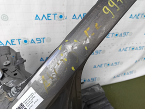 The front left quarter of the Audi A4 B9 17-25 is sawn off, graphite, the threshold is dented, there is a dent on the pillar