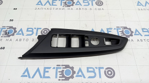 Front left window lift control trim for BMW X3 F25 11-17, black with chrome, broken fasteners