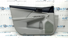 Door trim, front left, Toyota Camry v50 12-14 usa, gray with gray leather insert, gray leather armrest, whitened plastic, bumpers