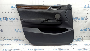 Front left door panel trim, complete BMW X3 F25 11-17, black leather, black leather armrest, black leather insert, wood-like molding, with handle, Harman Kardon, scratches, peeling handle, air on molding