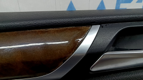 Front left door panel trim, complete BMW X3 F25 11-17, black leather, black leather armrest, black leather insert, wood-like molding, with handle, Harman Kardon, scratches, peeling handle, air on molding