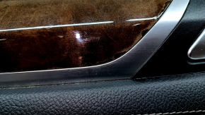 Front left door panel trim, complete BMW X3 F25 11-17, black leather, black leather armrest, black leather insert, wood-like molding, with handle, Harman Kardon, scratches, peeling handle, air on molding