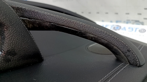 Front right door panel, complete BMW X3 F25 11-17, black leather, black leather armrest, black leather insert, wood-like molding, with handle, Harman Kardon, scratches, peeling handle, air on molding