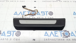 Rear left outer door sill trim for Audi Q8 19-26, black with chrome, scratches, broken fasteners