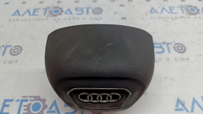 Airbag in the steering wheel, driver's side, Audi Q8 19-26, black, covered in soot