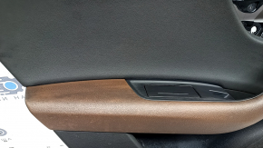Door trim, rear left, Audi Q8 19-26, black leather, without curtain, Bang and Olufsen, brown leather armrest, with speaker cover, with backlight and ashtray, sooty, scratches