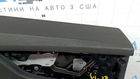 Door trim, rear left, Audi Q8 19-26, black leather, without curtain, Bang and Olufsen, brown leather armrest, with speaker cover, with backlight and ashtray, sooty, scratches