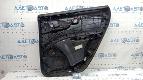Door trim, rear left, Audi Q8 19-26, black leather, without curtain, Bang and Olufsen, brown leather armrest, with speaker cover, with backlight and ashtray, sooty, scratches