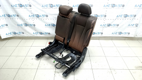 The back of the rear row of seats, 2nd row, left, Audi Q8 19-23, brown leather, perforated, heated, with a black belt and armrest, mechanical, with a lower frame, for dry cleaning, sooty, headrests do not extend