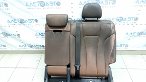The back of the rear row of seats, 2nd row, left, Audi Q8 19-23, brown leather, perforated, heated, with a black belt and armrest, mechanical, with a lower frame, for dry cleaning, sooty, headrests do not extend