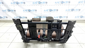 The back of the rear row of seats, 2nd row, left, Audi Q8 19-23, brown leather, perforated, heated, with a black belt and armrest, mechanical, with a lower frame, for dry cleaning, sooty, headrests do not extend