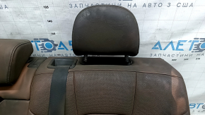 The back of the rear row of seats, 2nd row, left, Audi Q8 19-23, brown leather, perforated, heated, with a black belt and armrest, mechanical, with a lower frame, for dry cleaning, sooty, headrests do not extend