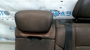 The back of the rear row of seats, 2nd row, left, Audi Q8 19-23, brown leather, perforated, heated, with a black belt and armrest, mechanical, with a lower frame, for dry cleaning, sooty, headrests do not extend