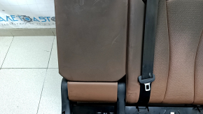 The back of the rear row of seats, 2nd row, left, Audi Q8 19-23, brown leather, perforated, heated, with a black belt and armrest, mechanical, with a lower frame, for dry cleaning, sooty, headrests do not extend