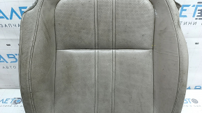 Honda Insight 19-22 passenger seat cushion upholstery, gray leather, heated, perforated, dry-cleanable, cracked leather