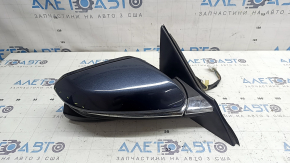 Right side mirror assembly Honda Insight 19-20 12 pins, camera, heated, turn signal, blue with chrome, worn, cracked chrome molding, cracked housing