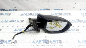 Right side mirror assembly Honda Insight 19-20 12 pins, camera, heated, turn signal, blue with chrome, worn, cracked chrome molding, cracked housing