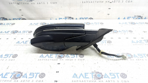 Right side mirror assembly Honda Insight 19-20 12 pins, camera, heated, turn signal, blue with chrome, worn, cracked chrome molding, cracked housing