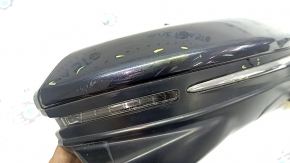 Right side mirror assembly Honda Insight 19-20 12 pins, camera, heated, turn signal, blue with chrome, worn, cracked chrome molding, cracked housing