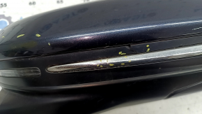 Right side mirror assembly Honda Insight 19-20 12 pins, camera, heated, turn signal, blue with chrome, worn, cracked chrome molding, cracked housing