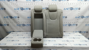 Left rear seat backrest, 2nd row, Honda Insight 19-22, grey leather, perforated, with armrest, dry-cleanable