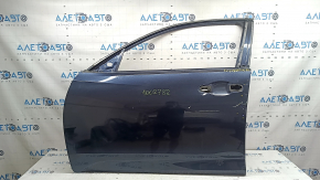Bare front left door Honda Insight 19-22 blue B607M, with upper chrome molding, dented