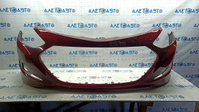 Front bare bumper Hyundai Sonata 11-15 hybrid, red RER, scratches, broken mount