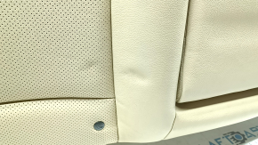 The back of the rear row of seats of the Hyundai Sonata 11-14 is beige leather, without headrests, dented, faded
