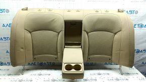 The back of the rear row of seats of the Hyundai Sonata 11-14 is beige leather, without headrests, dented, faded