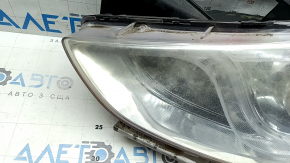 Front left headlight Hyundai Sonata 11-15 hybrid halogen, scratches, faded