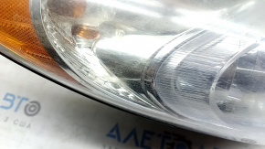 Front right headlight Hyundai Sonata 11-15 hybrid halogen, scratches, faded, crack in mount