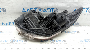 Front right headlight Hyundai Sonata 11-15 hybrid halogen, scratches, faded, crack in mount