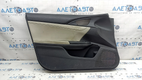 Front left door panel for Honda Insight 19-22, black, gray leather insert, leather armrest, with trim and window lift control, dry-cleanable, dents on leather