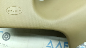 Left rear pillar trim Hyundai Sonata 11-14 beige, tear, scratches, broken mount