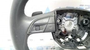 Bare steering wheel Audi Q8 19-26 black leather with heating, with buttons and paddles, without block, needs re-upholstery, melted buttons, covered in soot