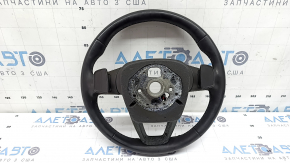 Bare steering wheel Audi Q8 19-26 black leather with heating, with buttons and paddles, without block, needs re-upholstery, melted buttons, covered in soot