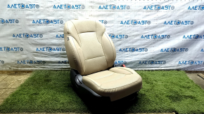 Passenger seat Hyundai Sonata 11-15 with airbag, mechanical, beige leather with perforation, heated, cracked leather, punctured leather, scratches