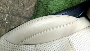 Passenger seat Hyundai Sonata 11-15 with airbag, mechanical, beige leather with perforation, heated, cracked leather, punctured leather, scratches
