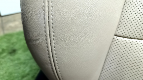 Passenger seat Hyundai Sonata 11-15 with airbag, mechanical, beige leather with perforation, heated, cracked leather, punctured leather, scratches