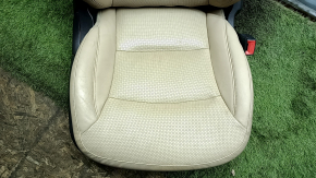Passenger seat Hyundai Sonata 11-15 with airbag, mechanical, beige leather with perforation, heated, cracked leather, punctured leather, scratches