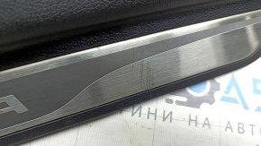 Front left door sill trim Hyundai Sonata 11-15 brown, with chrome trim, scratches, rust
