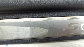 Front left door sill trim Hyundai Sonata 11-15 brown, with chrome trim, scratches, rust
