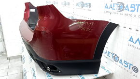 The rear bumper is bare, Subaru Forester 19-24 SK, red, pressed, cracks, scratches, broken fasteners