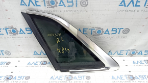 Rear left window, blind glass, Audi Q8 21-26, tinted with chrome molding, bent chrome, dented