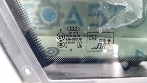 Rear left window, blind glass, Audi Q8 21-26, tinted with chrome molding, bent chrome, dented