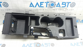 Center console trim with cup holder Hyundai Sonata 11-15 black, with cigarette lighters, without USB, scratches